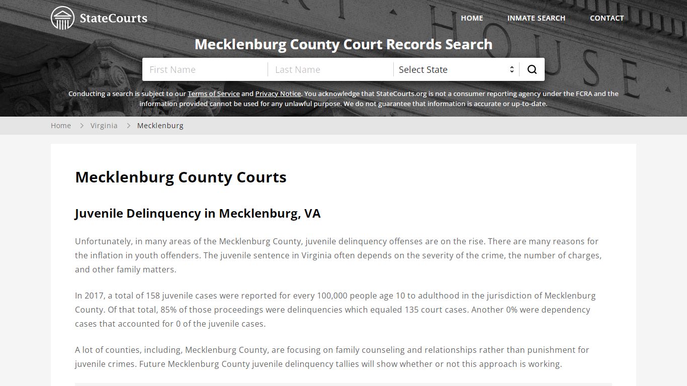 Mecklenburg County, VA Courts - Records & Cases - StateCourts