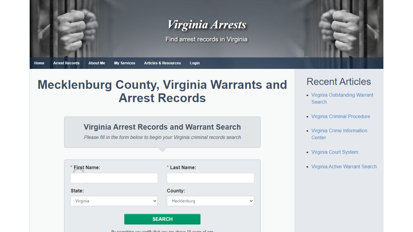 Mecklenburg County, Virginia Warrants and Arrest Records